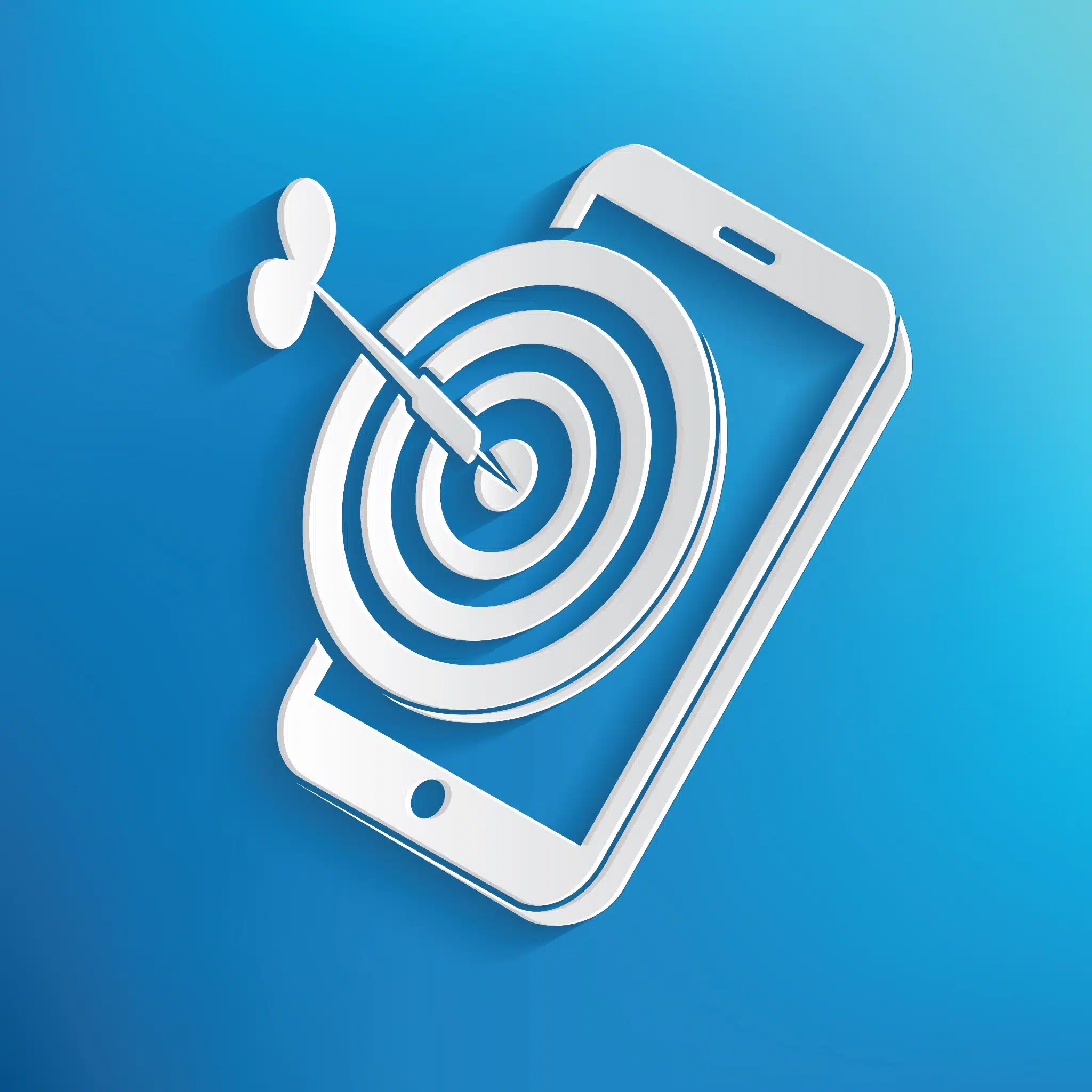 Mobile marketing symbol on blue background,clean vector